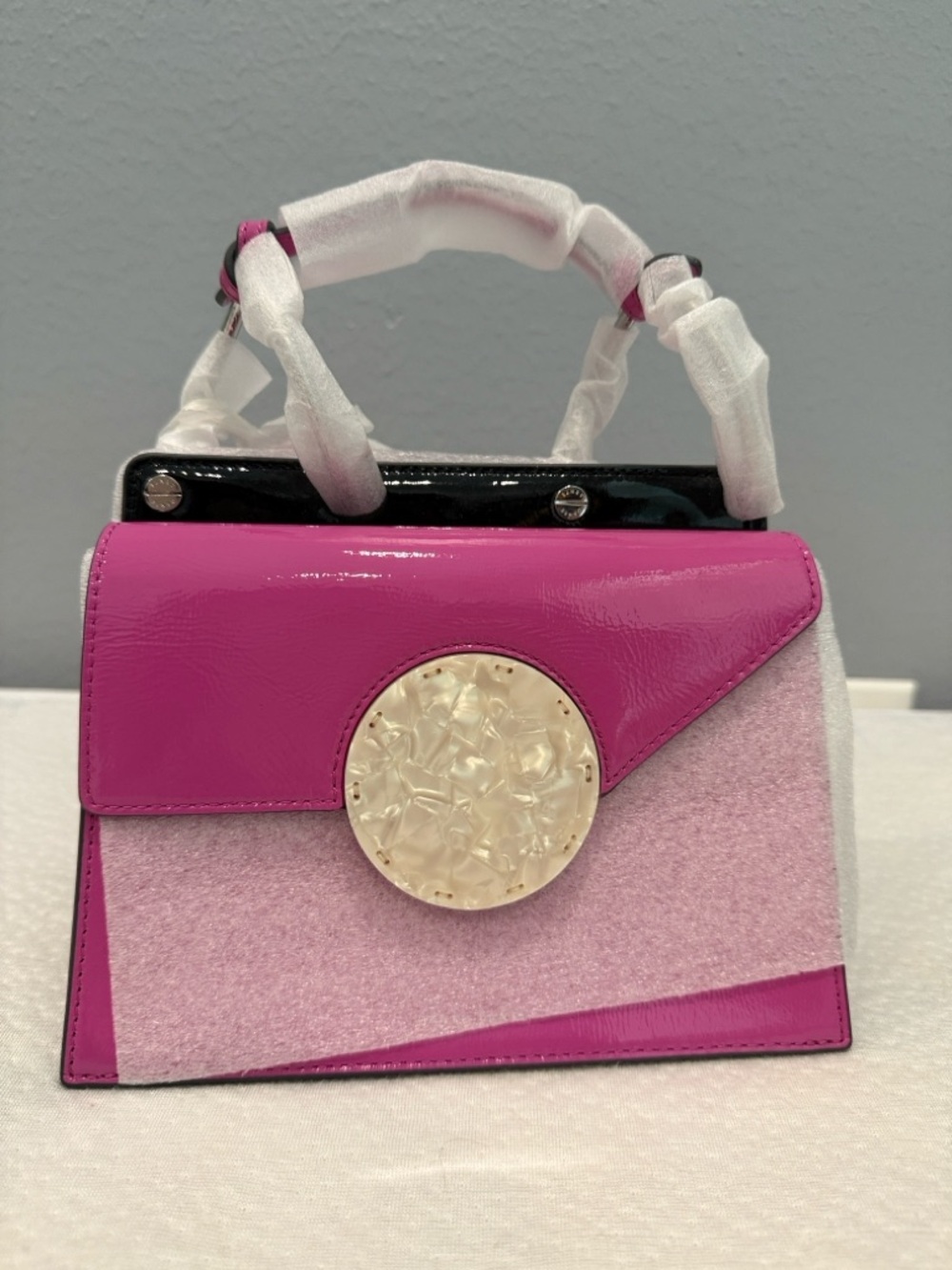 Danse Lente Phoebe  BIS Two-Tone patent leather Top-Handle & crossbody bag